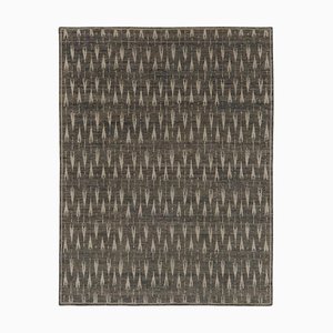 Block Print Rug in Brown with Gray Arrow Motifs by Rug&Kilim