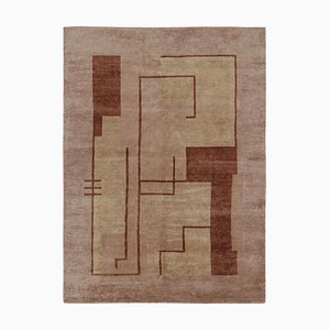 Rug in Beige-Pink with Geometric Patterns by Rug&Kilim