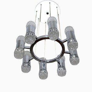 Große Vintage Glas Deckenlampe von Bünte & Remmler