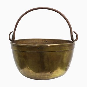 Hervidor de cobre francés grande con asa de hierro