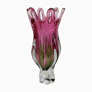 Pink Ruby Glass Vase, 1960s