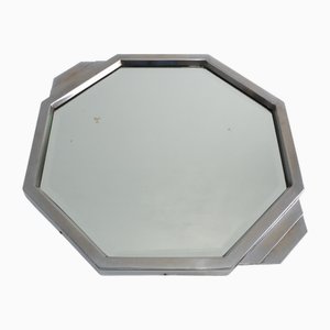 Ottagonale geometrico Art Déco in metallo cromato e altopiano a specchio, Francia, 1930