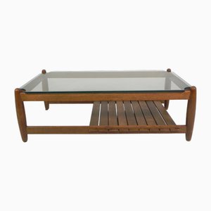 Scandinavian Coffee Table with Glass Top, 1960s