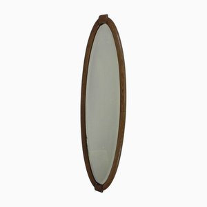 Miroir Ovale Doré avec Bord à Facettes, 1950s