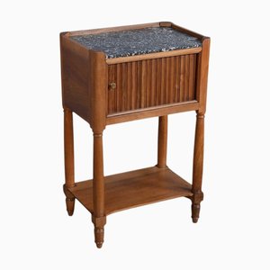 Comodino in noce con tenda