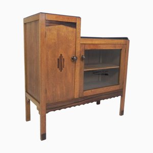 Niederländische Vintage Art Deco Vitrine aus Eiche, 1930er