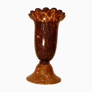 Gepunktete Murano Glasvase in Braun & Gold von Nor Glass, 1960er