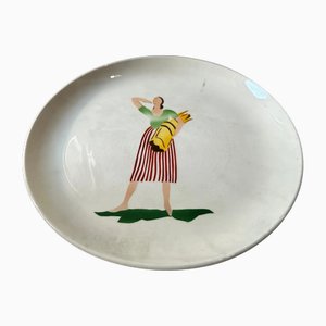 Piatto vintage Art Déco rotondo in ceramica di Guido Andlovitz, anni '30