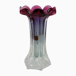 Pink Violet Ruby Glass Vase, 1960s