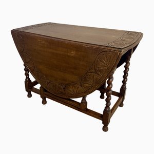 Antique Oak Drop Leaf Dining Table, 1920s