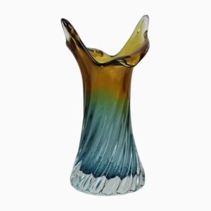 Blue-Yellow Ruby Glass Vase, 1960s