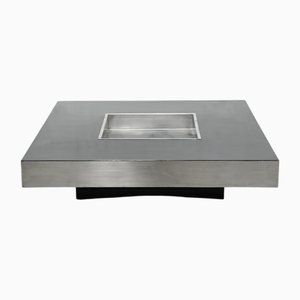 Italian Chrome Coffee Table with Integrated Bar, 1970s