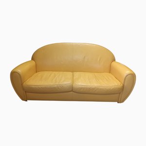 Divano in pelle gialla di Bernard Masset, anni '80