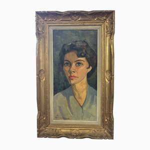 Maurice Chapuis, Portrait of a Woman, Oil on Canvas, 1961, Framed