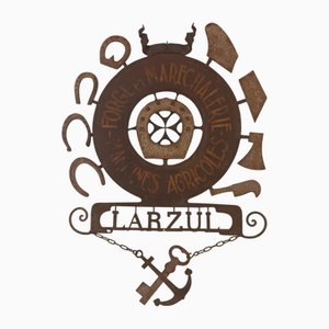 Larzul Blacksmith Shop Sign in Metal, 1950s