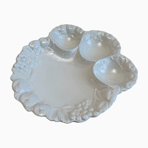 Mid-Century White Glazed Ceramic Fruit Bowl by Christian Dior, Italy, 1970s