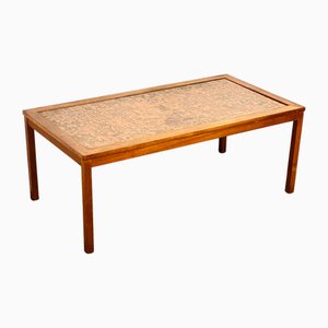 Table Basse Scandinave en Teck et Cuivre, 1960s