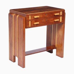 English Art Deco Walnut and Inlaid Console Table, 1930