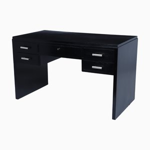 Vintage Art Deco Black Ebonised Desk, 1930s