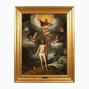 Italienischer Künstler, Der auferstandene Christus, 1650, Öl auf Leinwand, Gerahmt
