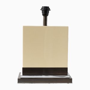 Lámpara de mesa francesa rectangular de resina en crema de Jean-Claude Mahey, años 70
