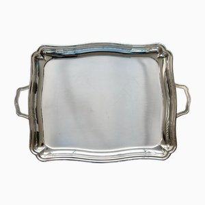 Rechteckiges Vintage Tablett aus Silbernem Metall, 1960er