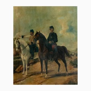 J. Cusachs, Military Officers on Horseback, 1890s-1910s, Oil on Canvas