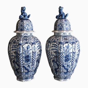 Delft Style Vases, 1890s, Set of 2