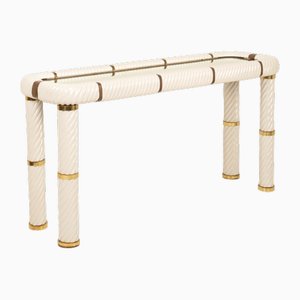 Console Table in Porcelain and Brass by Tommaso Barbi, 1970