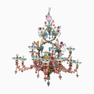 Großer Venezianischer Rezzonico Kronleuchter aus Muranoglas von Made Murano Glass, 1950er