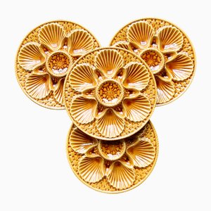 Vintage Oyster Teller aus Steingut in Ocker von Longchamp, 1960er, 5er Set