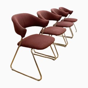 Poltrone in metallo cromato, Cecoslovacchia, anni '70, set di 4