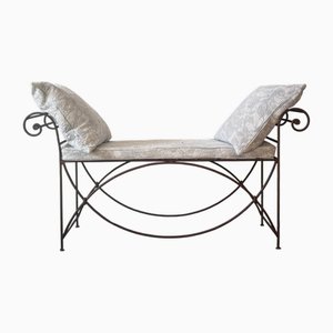 Vintage French Wrought Iron Hallway Bench, 1920s