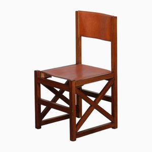 Vintage Chair in Wood and Leather, 1980