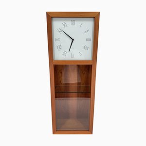 Cherrywood and Glass Wall Clock from Porada, Italy, 1990s