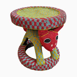 Vintage Bamileke Beaded Stool, 1970s