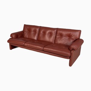 Rotes italienisches Ledersofa von Afra & Tobia Scarpa für B&B, 1970er