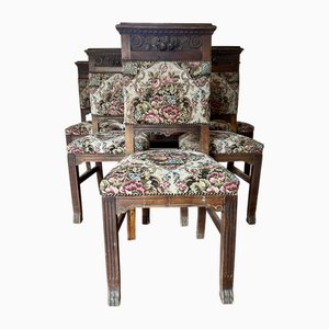 Sillas italianas antiguas de madera con frutas talladas, década de 1890. Juego de 6