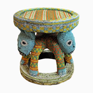Vintage Bamileke Beaded Stool, 1970s
