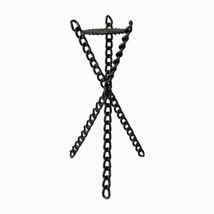 Mid-Century Brutalist Chain Link Jardiniere Plant Stand or Side Table, Belgium, 1960s