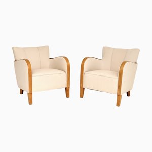Swedish Art Deco Chairs in Satin Birch, 1930, Set of 2