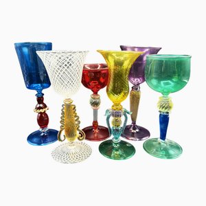 Venetian Murano Art Glasses, 1970s, Set of 6