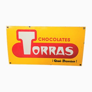 Double-Sided Enamelled Chocolates Torras Sign, 1950s