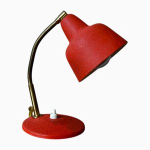 Lámpara de mesa Cocotte francesa Mid-Century moderna en oro y rojo, años 50