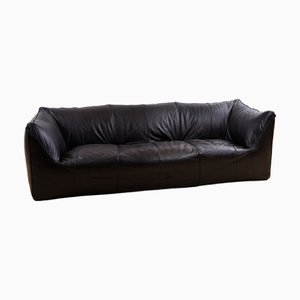 Sofá de tres plazas Le Bambole de cuero negro de Mario Bellini para B&B Italia / C&B Italia, años 70