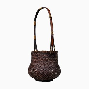 Japanese Bamboo Hanakago Ikebana Basket, 1940s