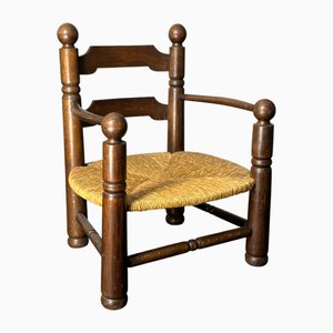 Fauteuil Brutaliste en Chêne par Charles Dudouyt, France, 1940s