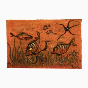 Paisaje con sol y luna, 1974, Pintura textil