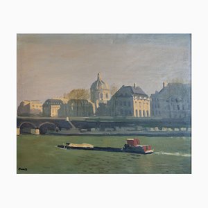 Seguidor de Albert Marquet, El Sena y el Institut De France, París, años 80, óleo sobre lienzo