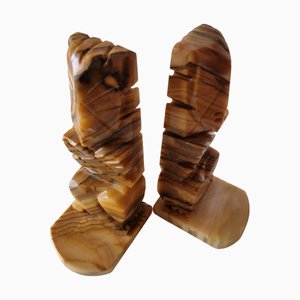 Vintage Aztec Style Marble Bookends, 1950s, Set of 2